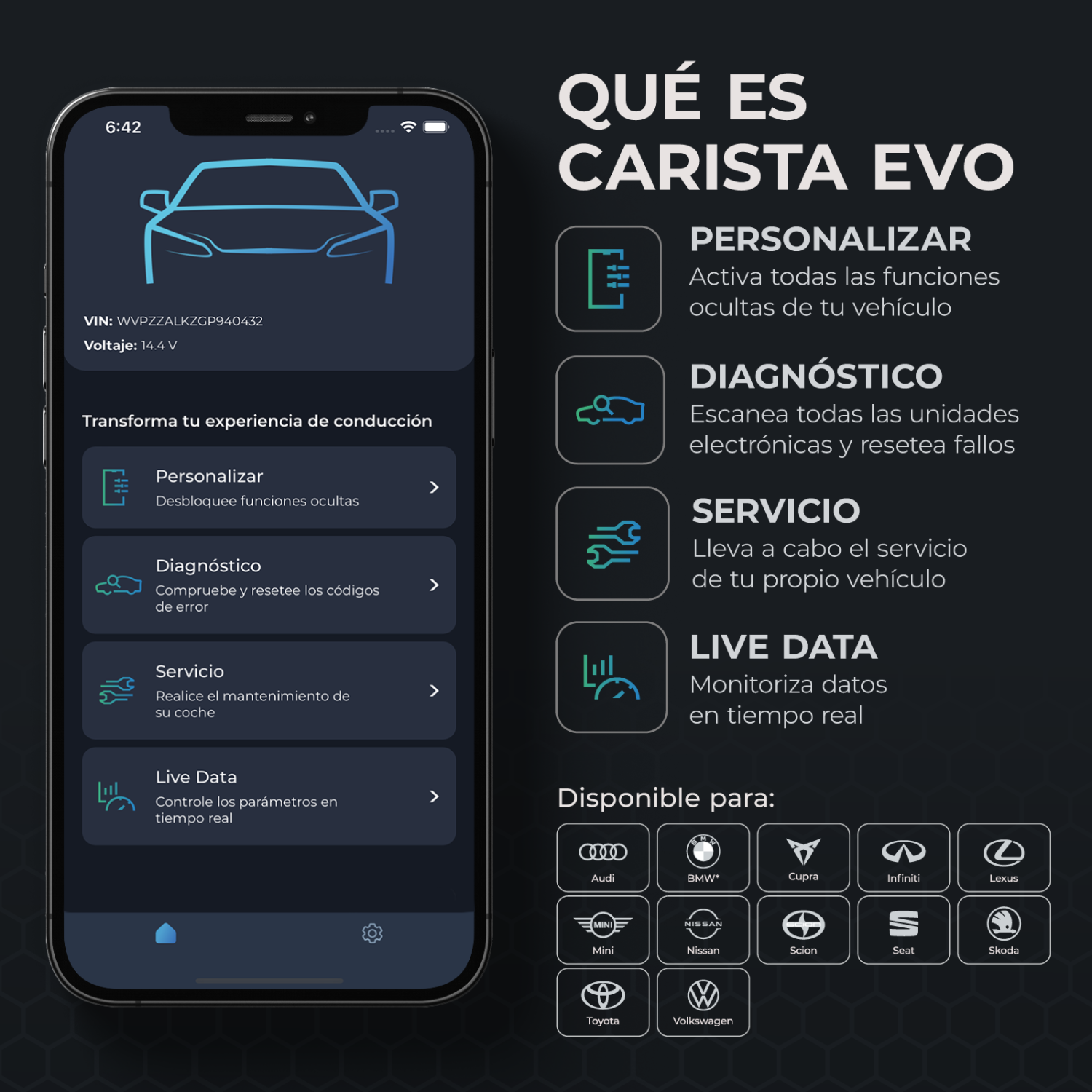 Carista EVO Escáner Automotriz OBD2.