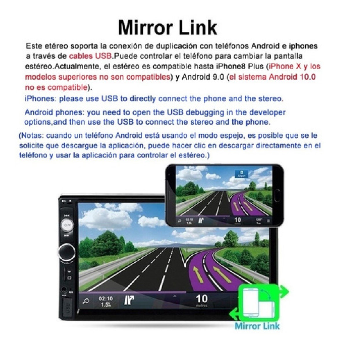 Estéreo Para Auto Fnbrli Mirror Link 7 7010b Con Cámara Negro