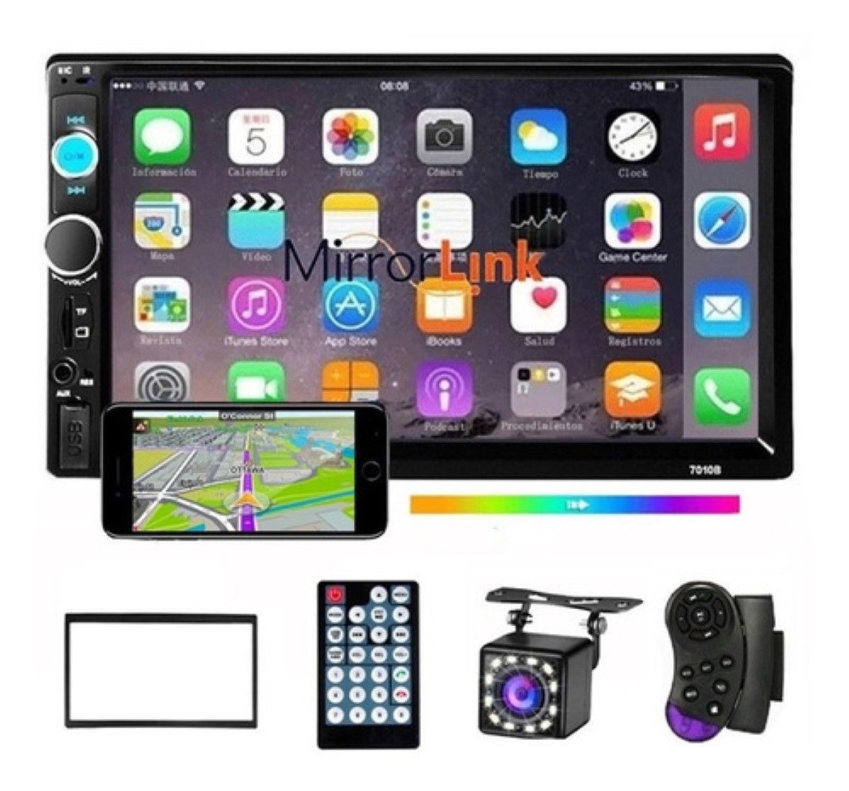 Estéreo Para Auto Fnbrli Mirror Link 7 7010b Con Cámara Negro