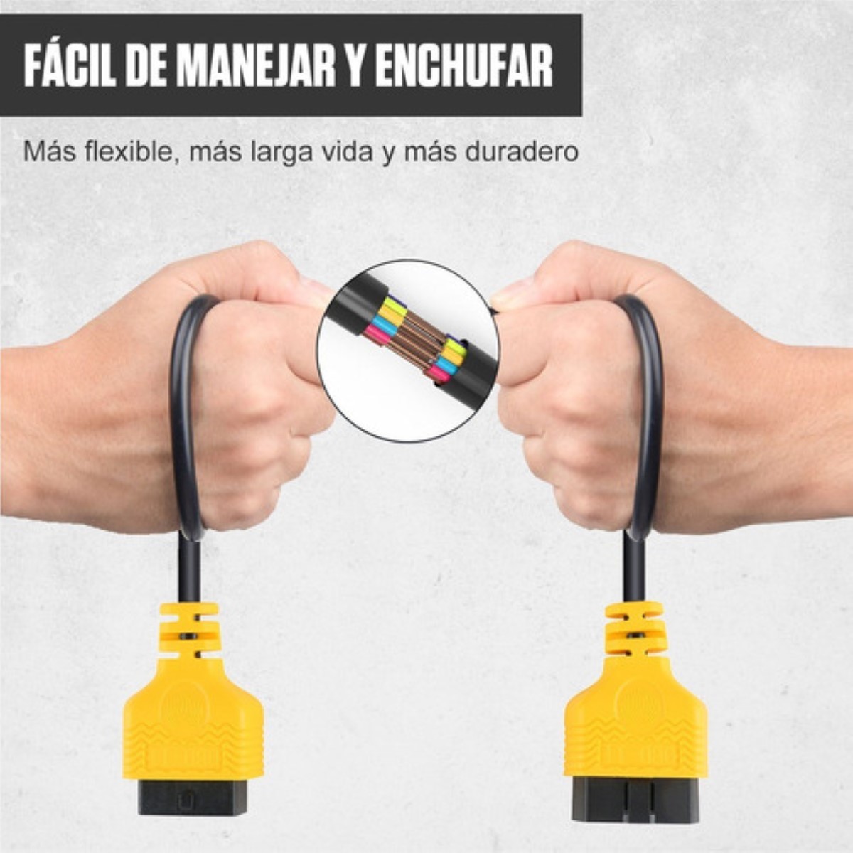 Autool Obd2 - Cable De Extensión De 16 Pines Y Conectores Amarillo 30cm 