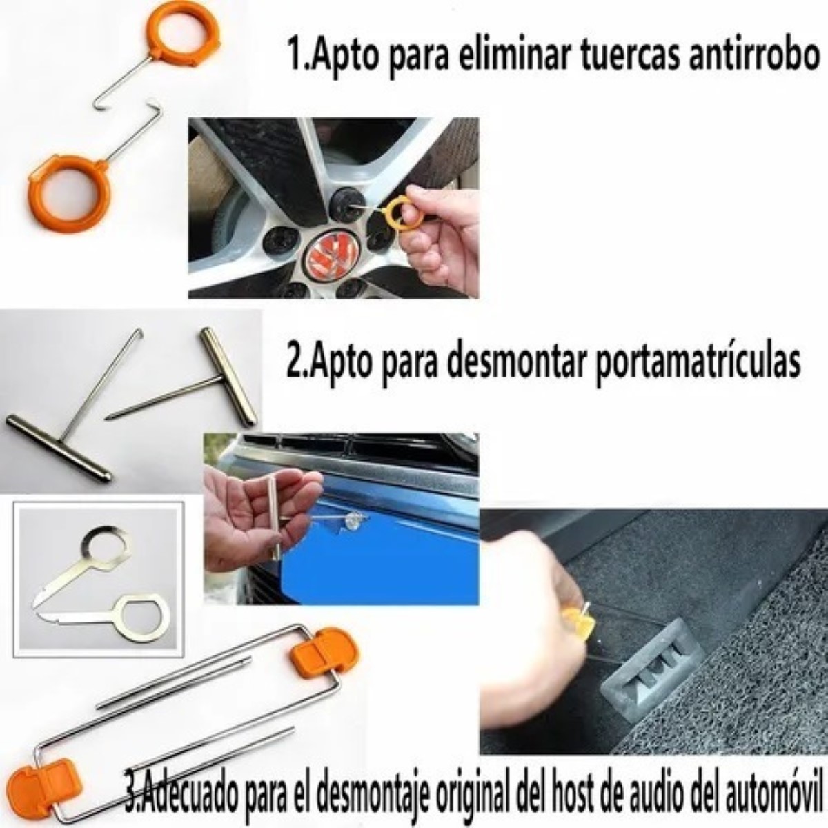 Kit Herramienta Desmontaje Estereo Espatula Moldura Tablero Naranja/gris 