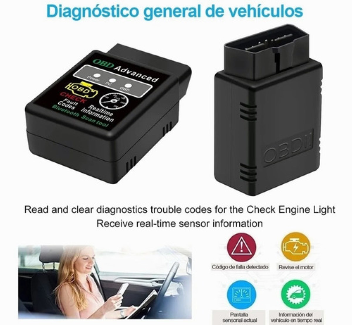 Escaner Automotriz Hh Obd2 Elm327 V1.5 Bluetooth 5.1 Negro