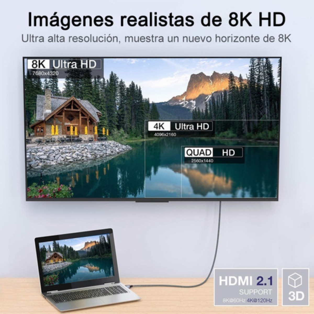 1 Metro Cable Hdmi 2.1 Vídeo 4k 120hz 8k 60hz Ps5 Ps4 Xbox Gris