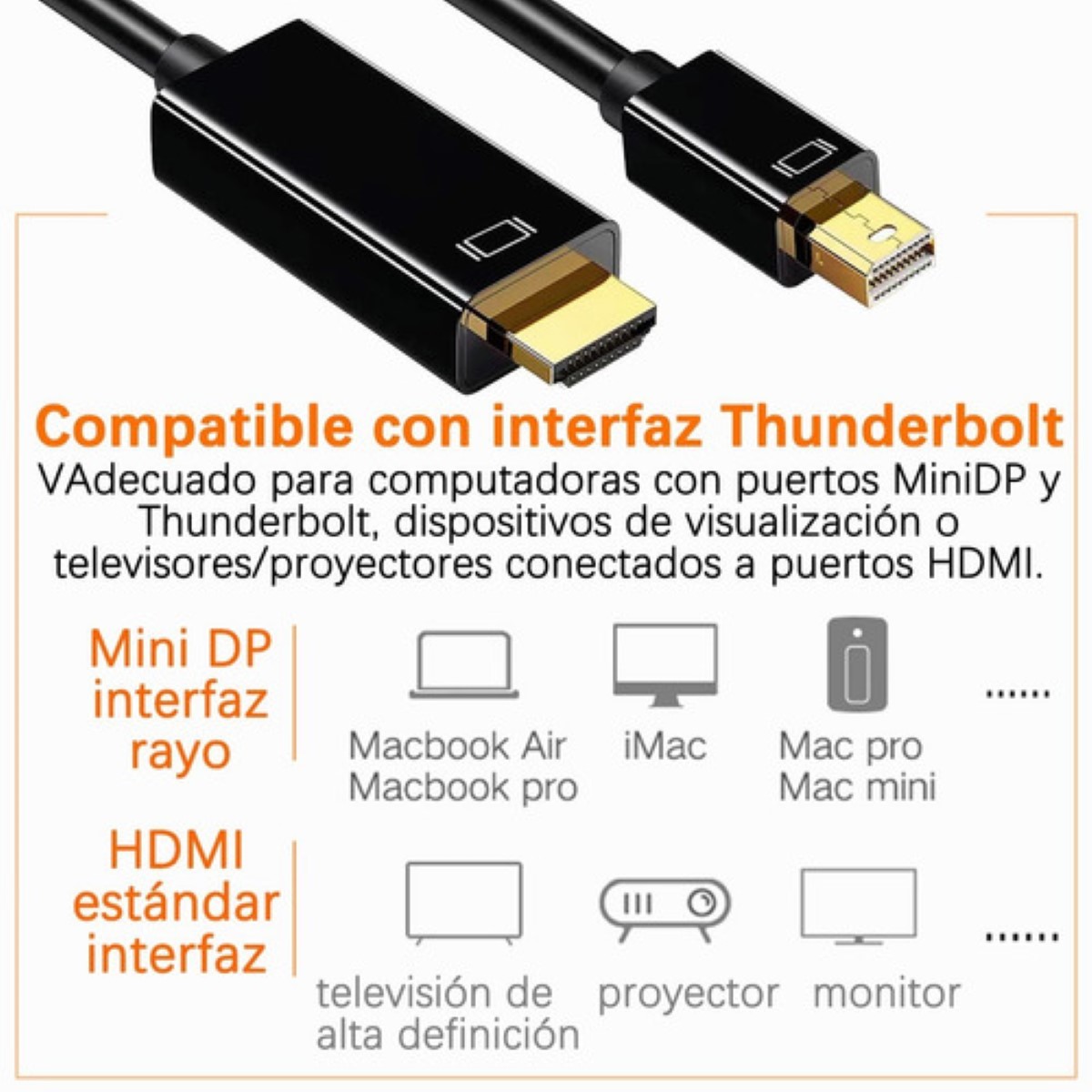 Cable Mini Displayport (mini Dp) A Hdmi, 1,8 Metros Negro