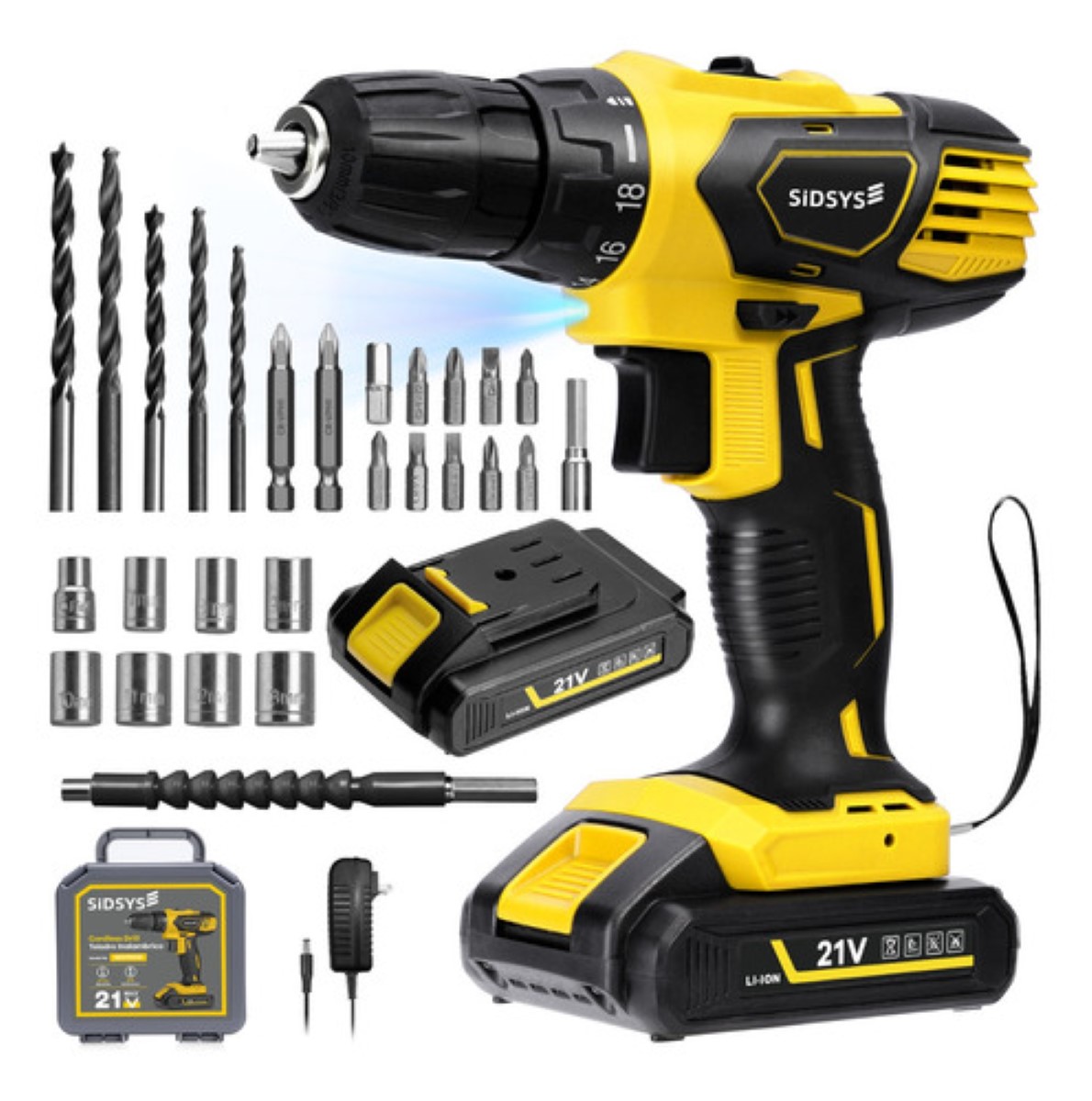Taladros Atornillador Inalámbricos Eléctricos Maletin Amarillo/Negro