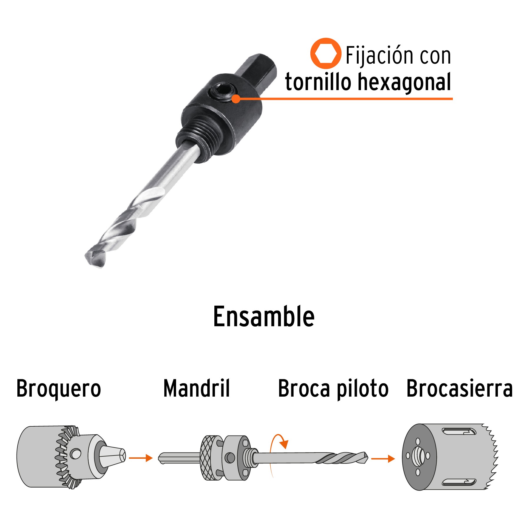 MANDRIL ZANCO 3/8" PARA BROCASIERRAS BIMETÁLICAS, TRUPER EXPERT 18122