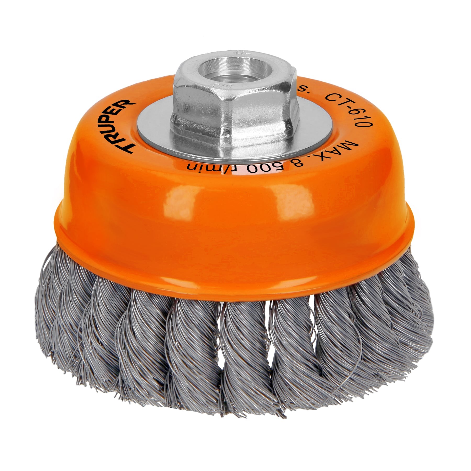 CARDA COPA 4" ALAMBRE TRENZADO FINO, EJE 5/8"-11, TRUPER 14187