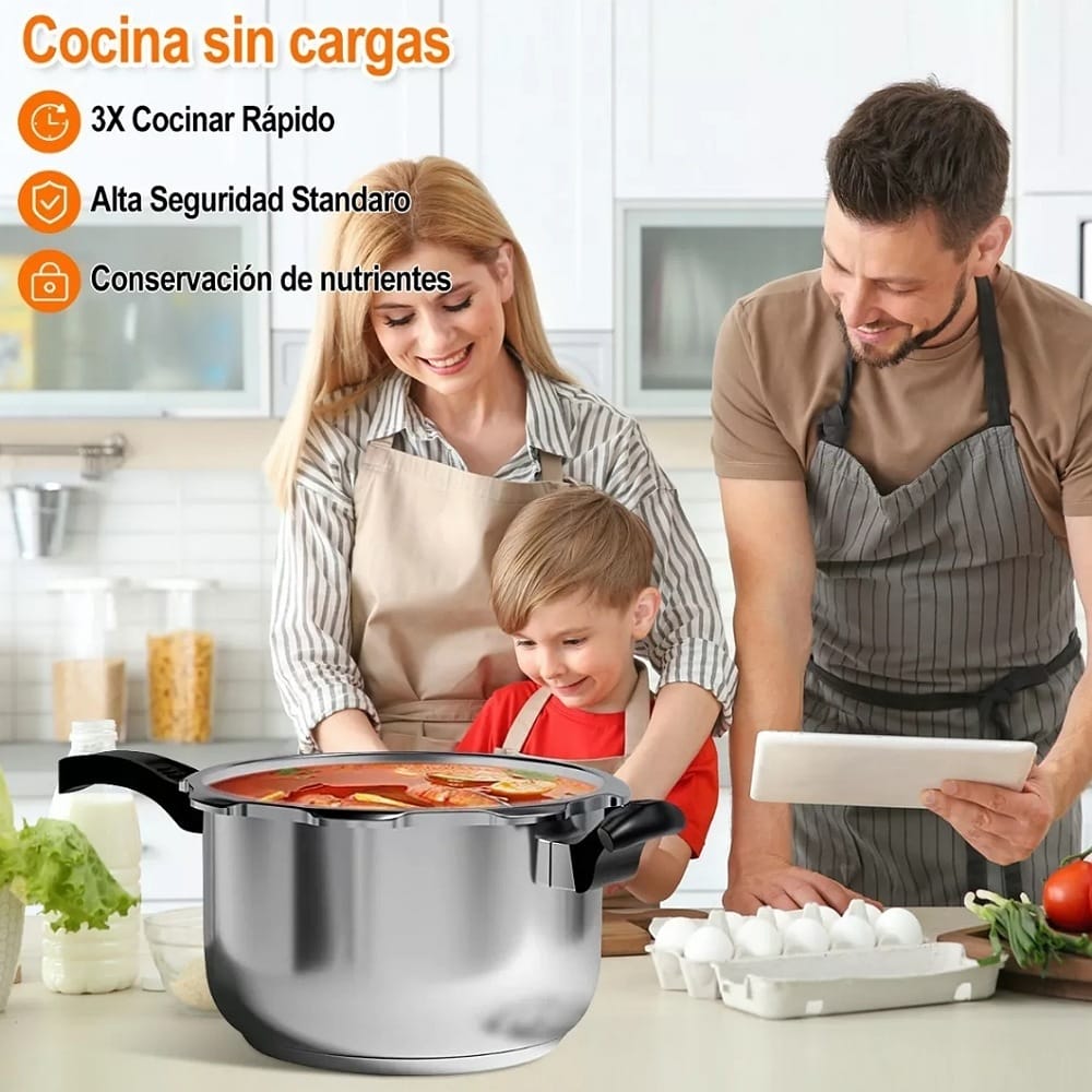 Olla De Presion Aluminio 9l Compatible Estufa De Inducción