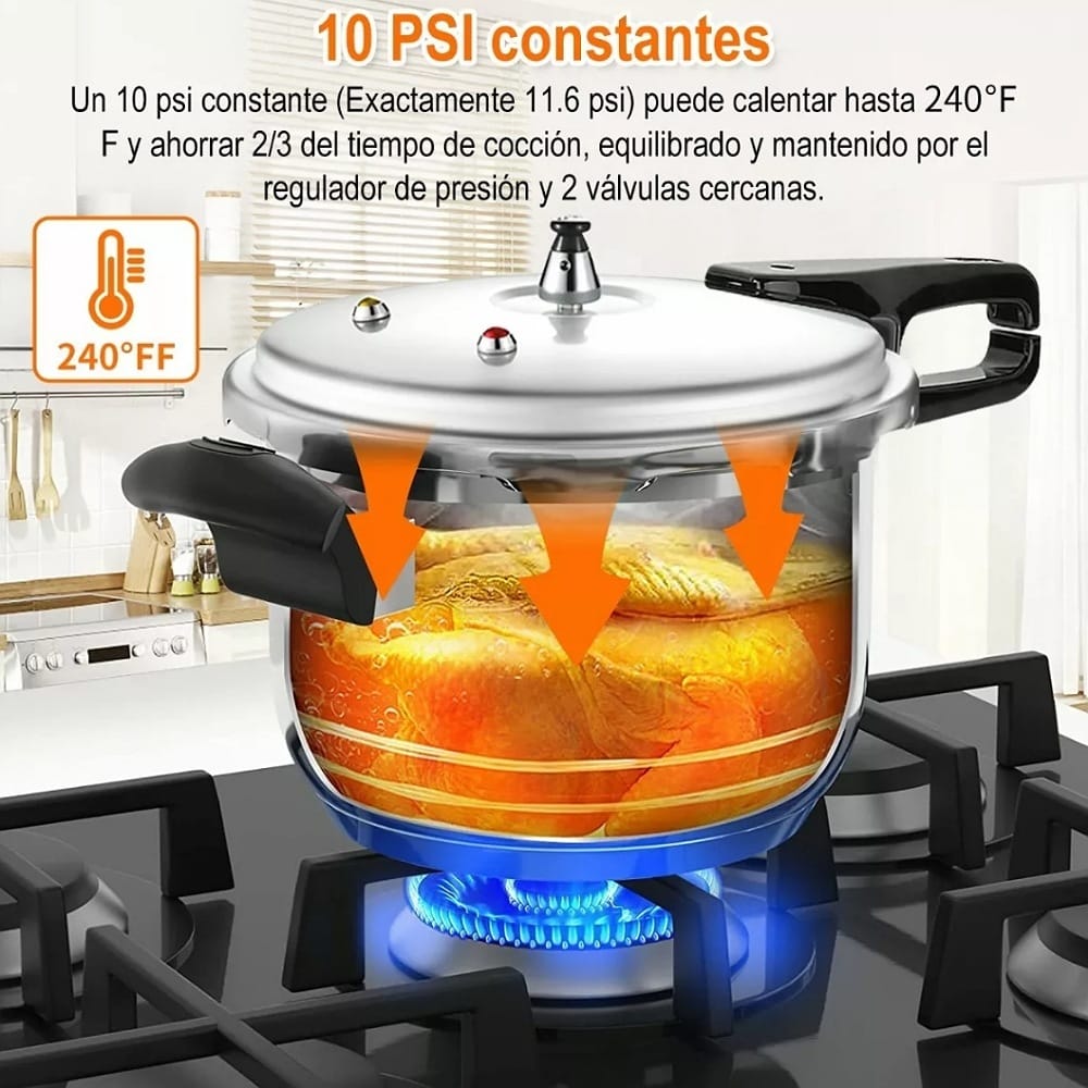 Olla De Presion Aluminio 9l Compatible Estufa De Inducción