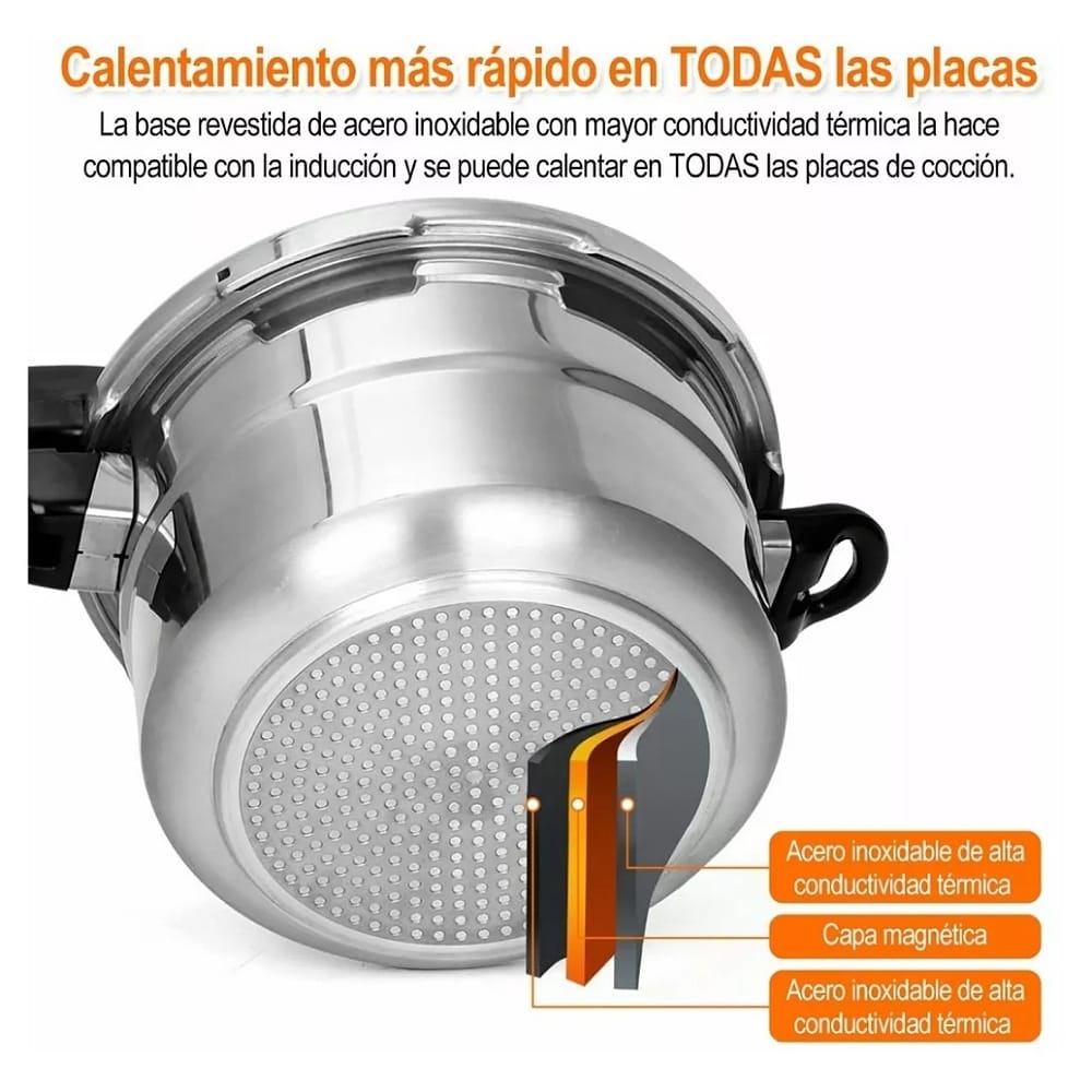 Olla De Presion Aluminio 9l Compatible Estufa De Inducción
