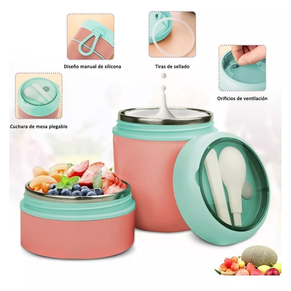 Lonchera Termica Acero Inoxidable De 710ml Incluye Cuchara