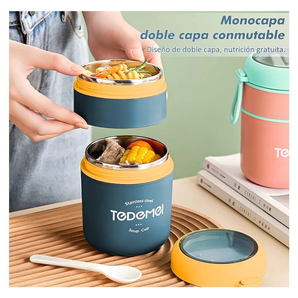 Lonchera Termica Acero Inoxidable De 710ml Incluye Cuchara
