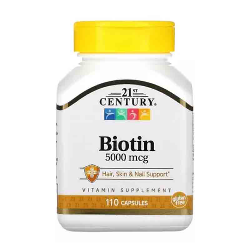 Biotin 5000mg 21st Century 110 capsulas para cabello, uñas y piel Biotina 