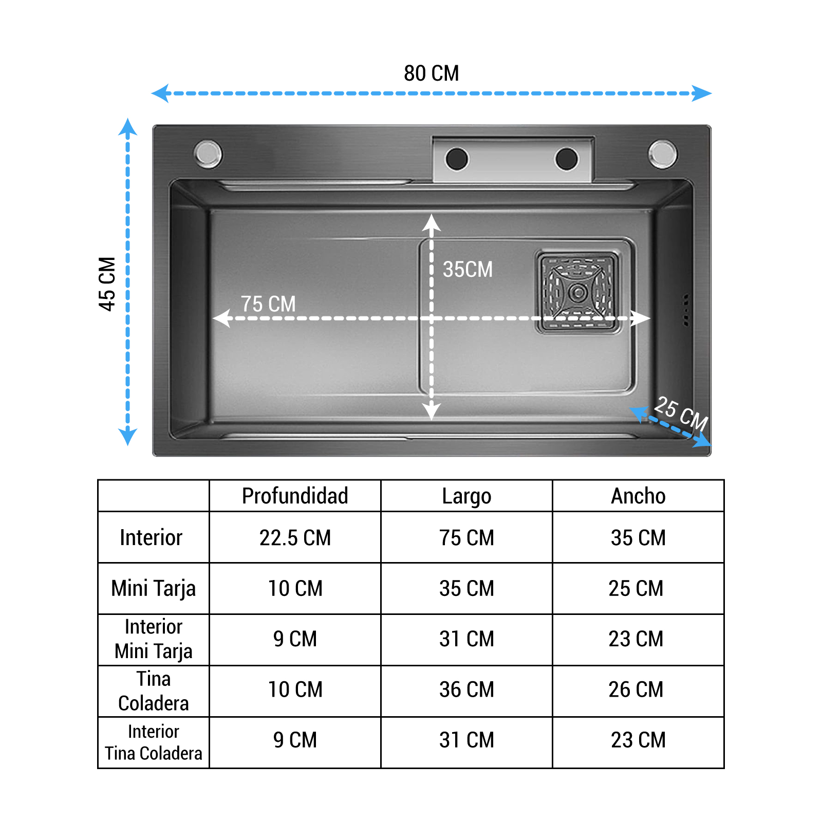 Tarja De Acero Inoxidable Onof Fregadero Cocina Inteligente