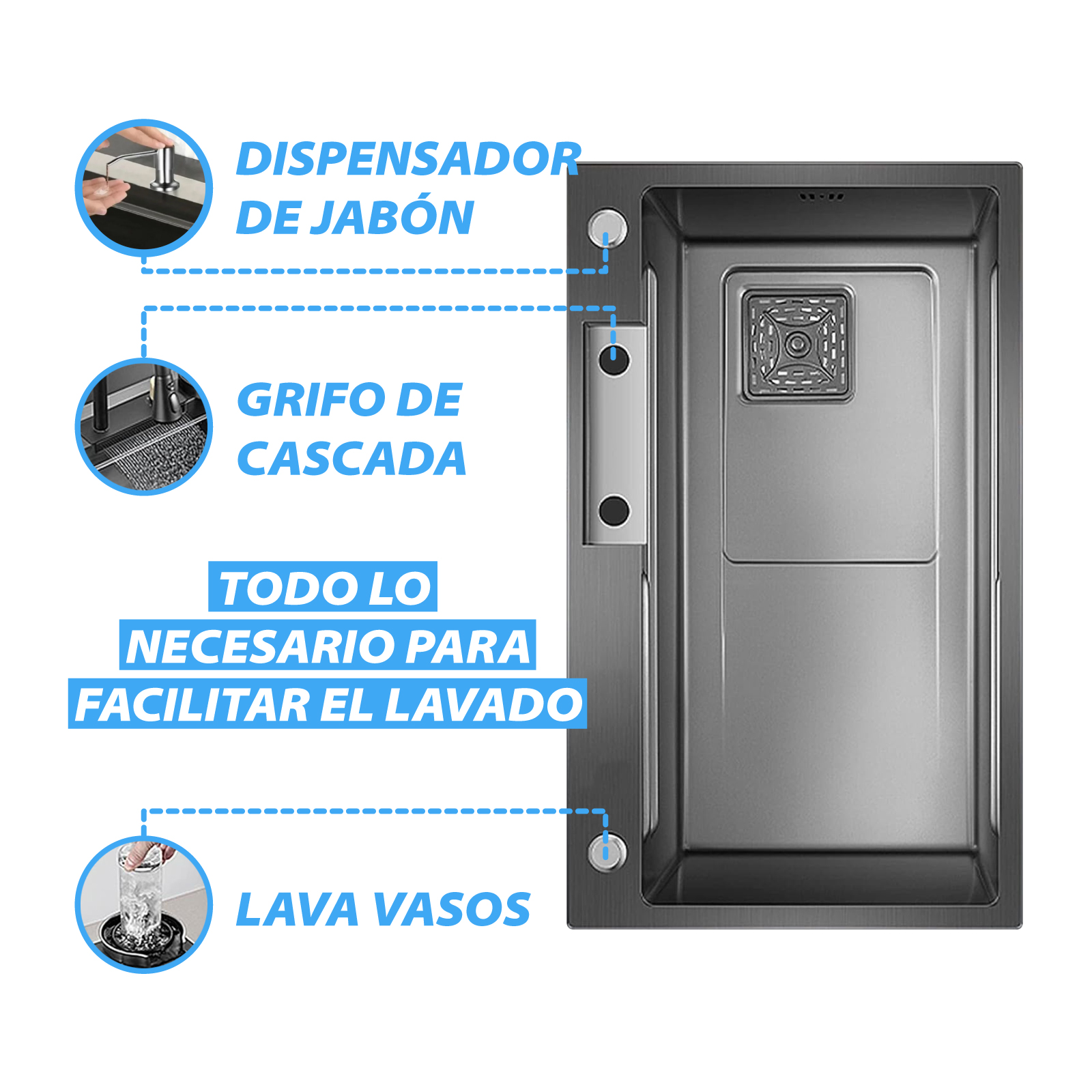 Tarja De Acero Inoxidable Onof Fregadero Cocina Inteligente