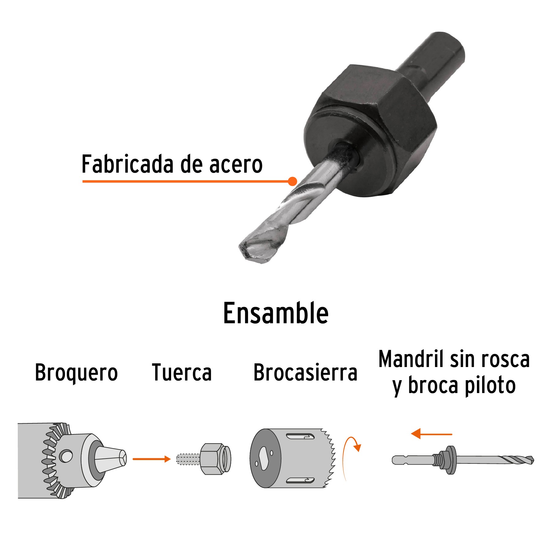MANDRIL PARA BROCASIERRA DIAMANTE SIN ROSCA 1/4" TRUPER 18143