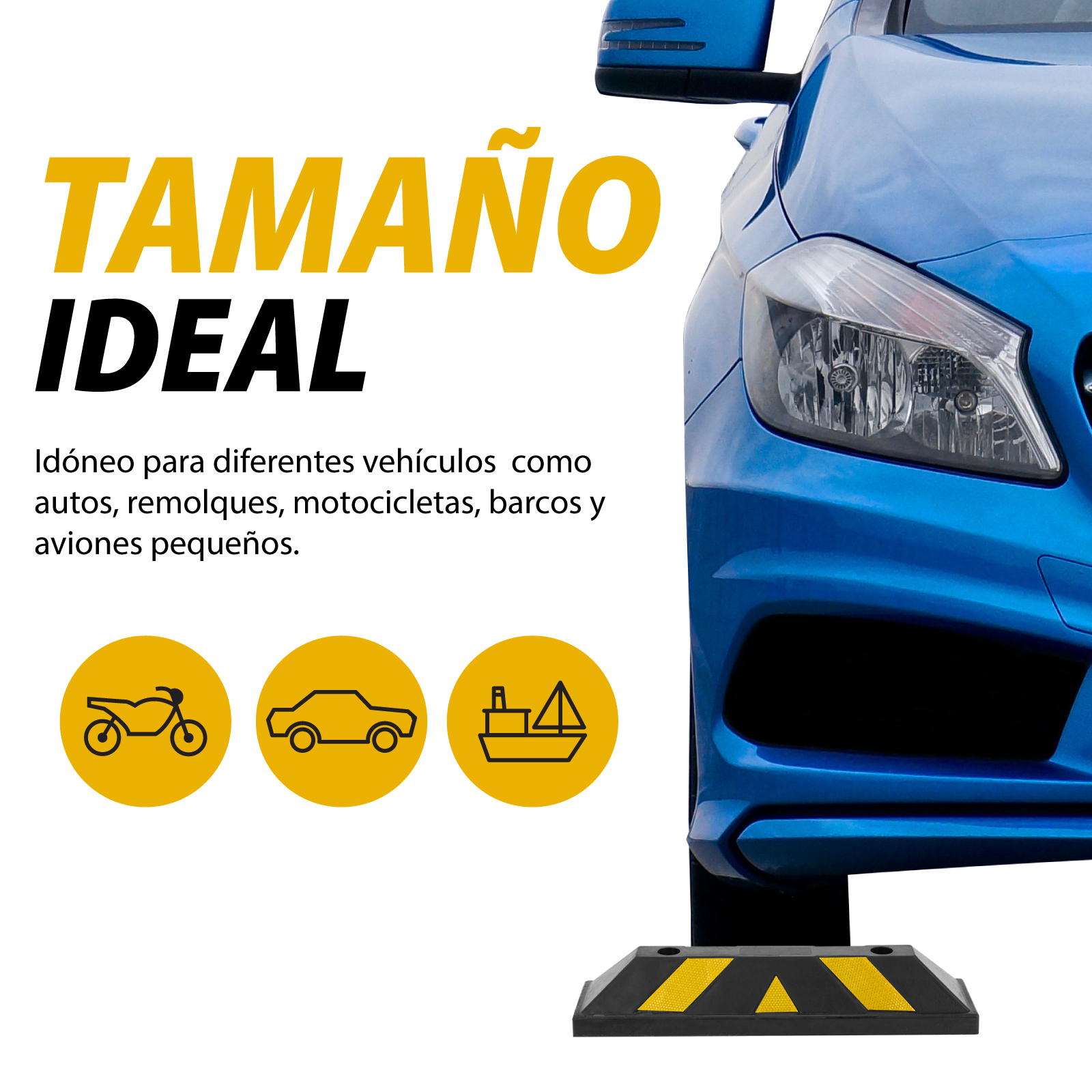 2 Topes de Estacionamiento con tornillos Amarillo/Negro