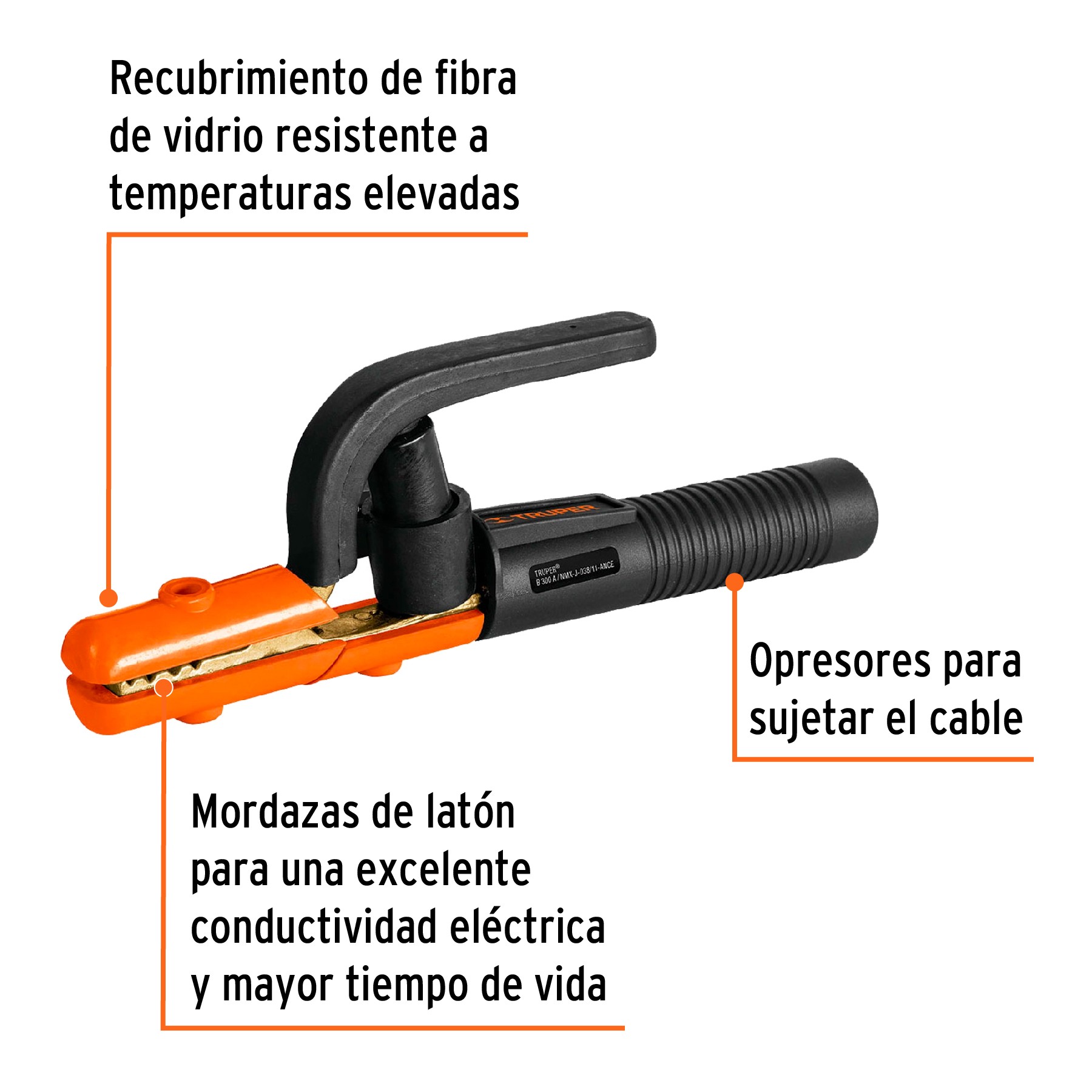 PINZA PORTA ELECTRODO DE 300 A, TRUPER 14232