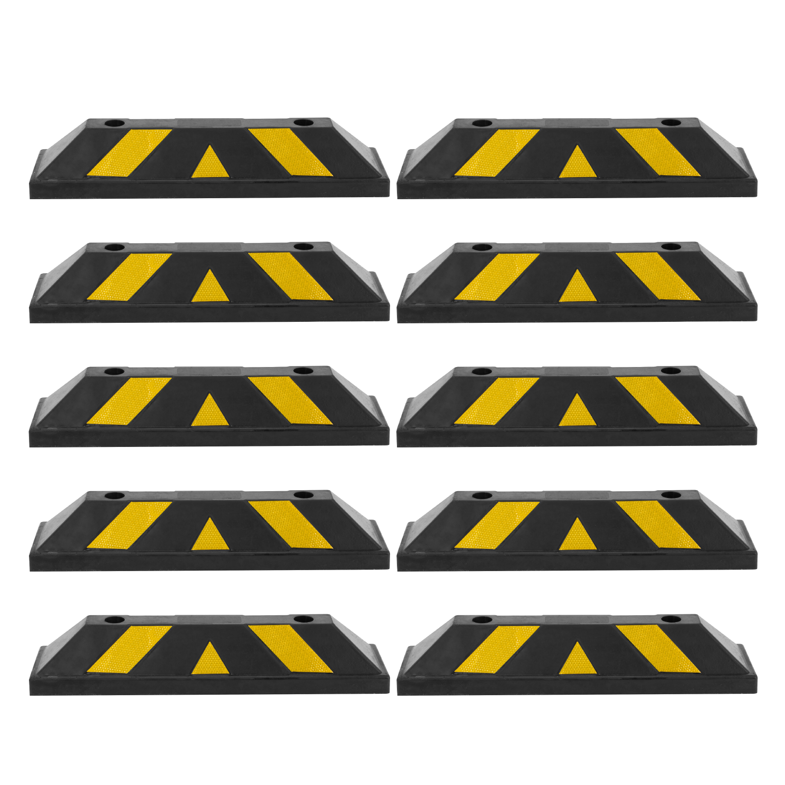 Tope de estacionamiento de Caucho de Alta Resistencia con Tornillos expansivos | Tiras Reflectantes | Tope Reductor de Velocidad