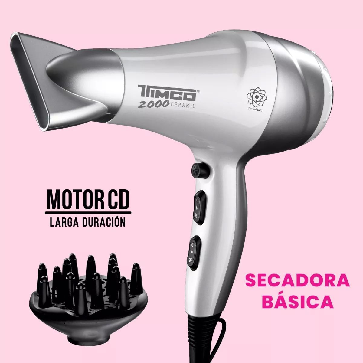 Secadora Ceramic C/boquilla + Difusor Timco Sin-2000 Color Blanco