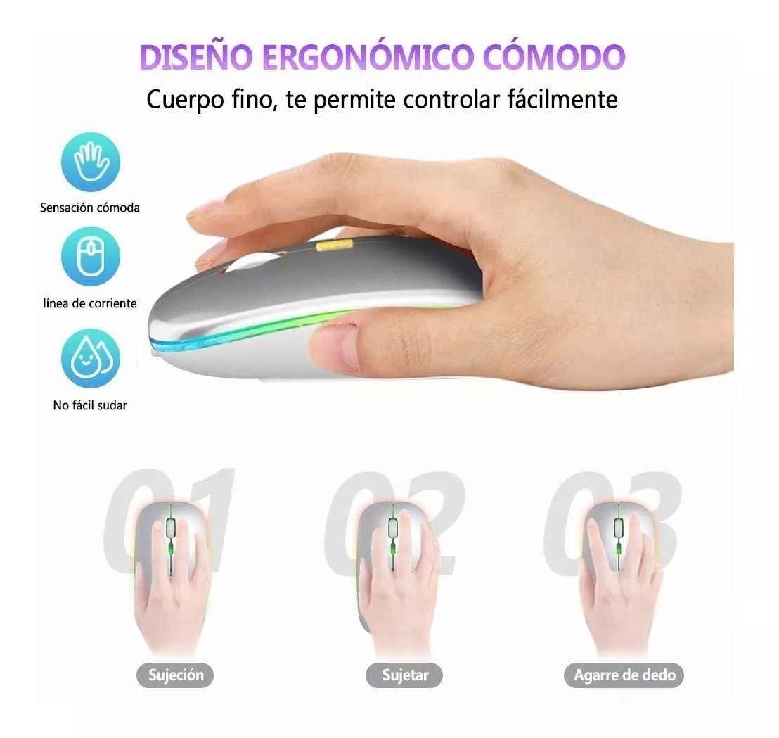 Mouse inalámbrico recargable Free Wolf X15 color PLATEADO