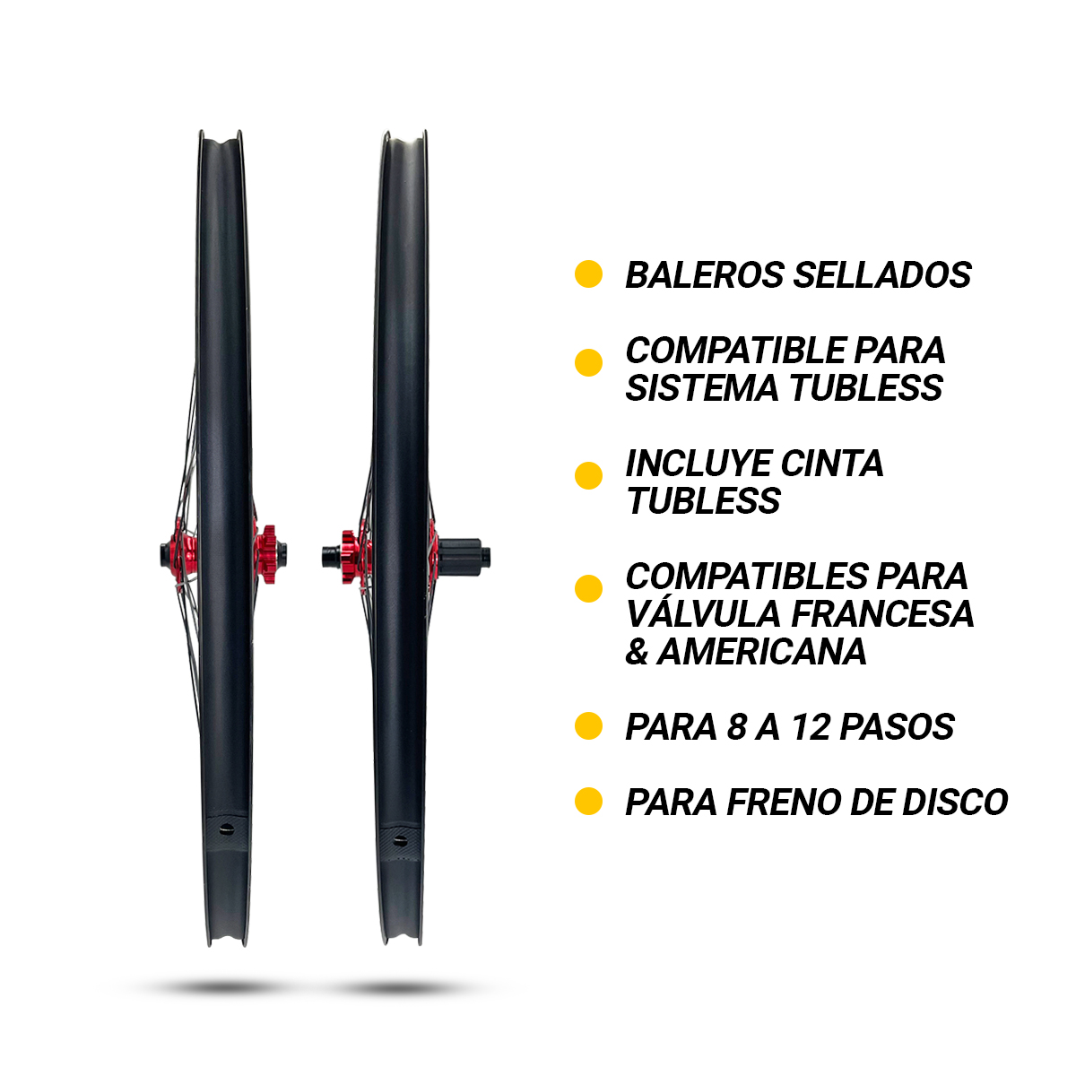 Par Rin Armado Bicicleta R29 Alum 8-12p Freno Disco 32h Maza Roja
