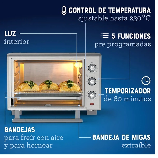 Horno Electrico Oster Tssttvls35 35 Litros Con Freidora De Aire