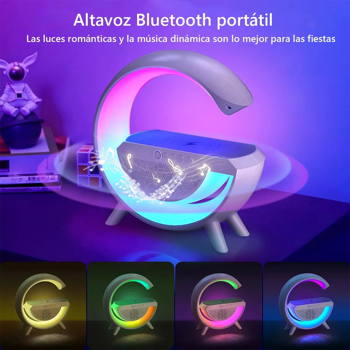 Lámpara Led Inteligente Bocina Cargador Inalámbrico 3 En 1