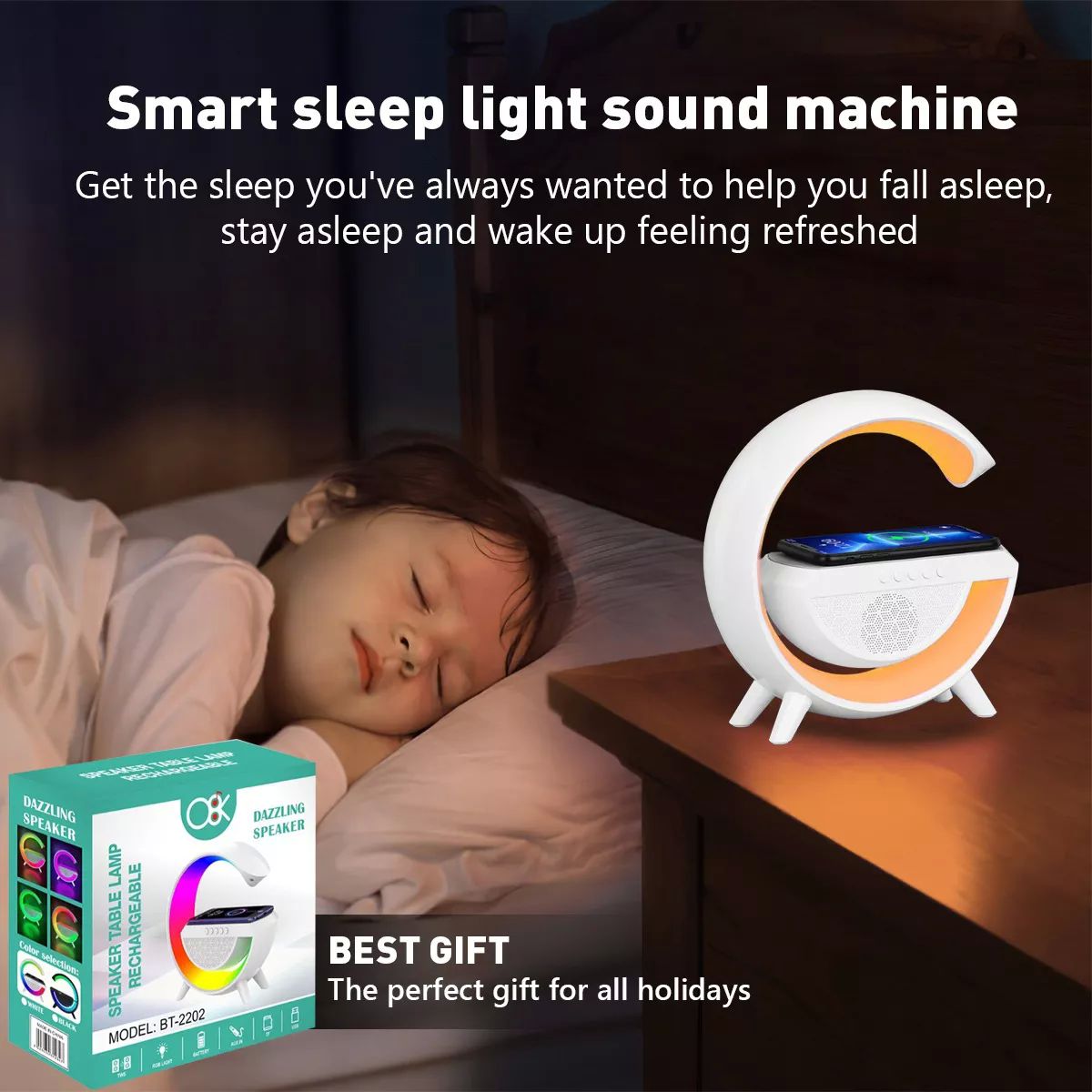 Lámpara Led Inteligente Bocina Cargador Inalámbrico 3 En 1