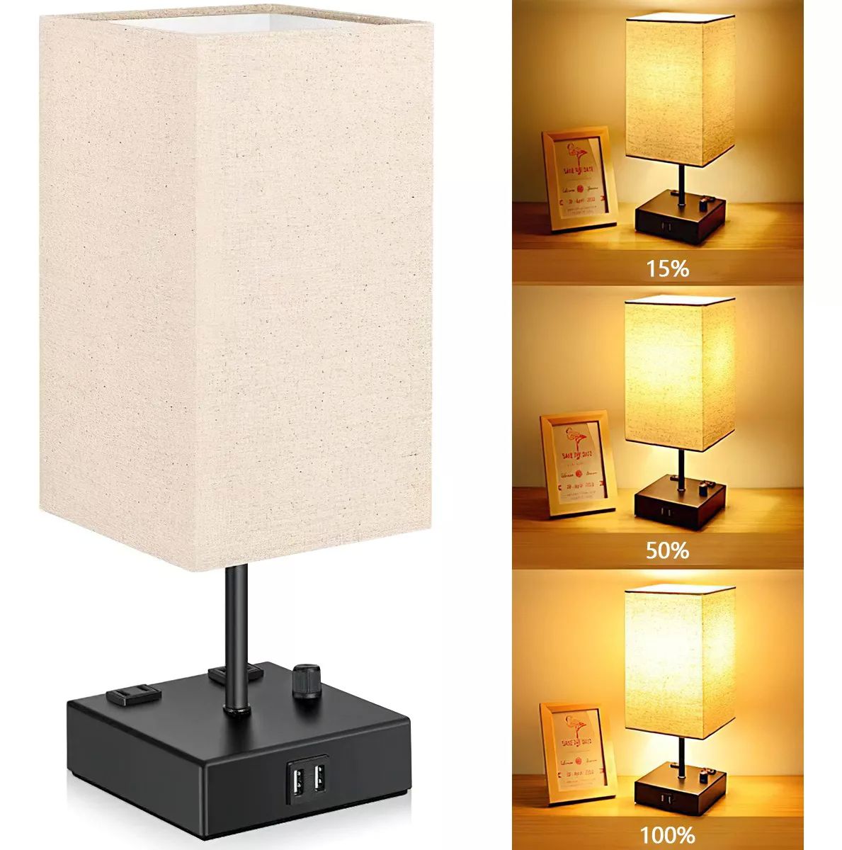 Lámparas De Buró De Noche De Escritorio Con Usb-c Y Led Bulb