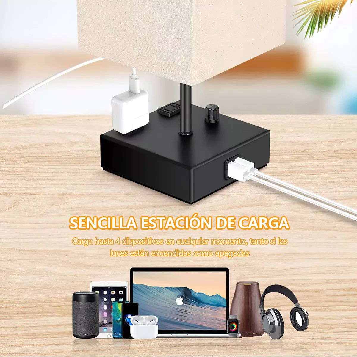 Lámparas De Buró De Noche De Escritorio Con Usb-c Y Led Bulb