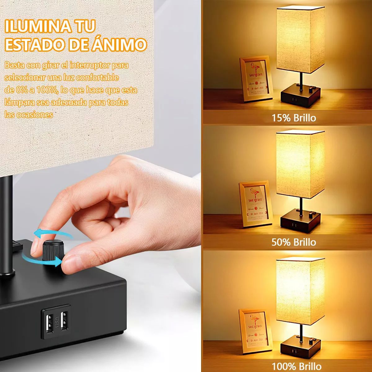 Lámparas De Buró De Noche De Escritorio Con Usb-c Y Led Bulb