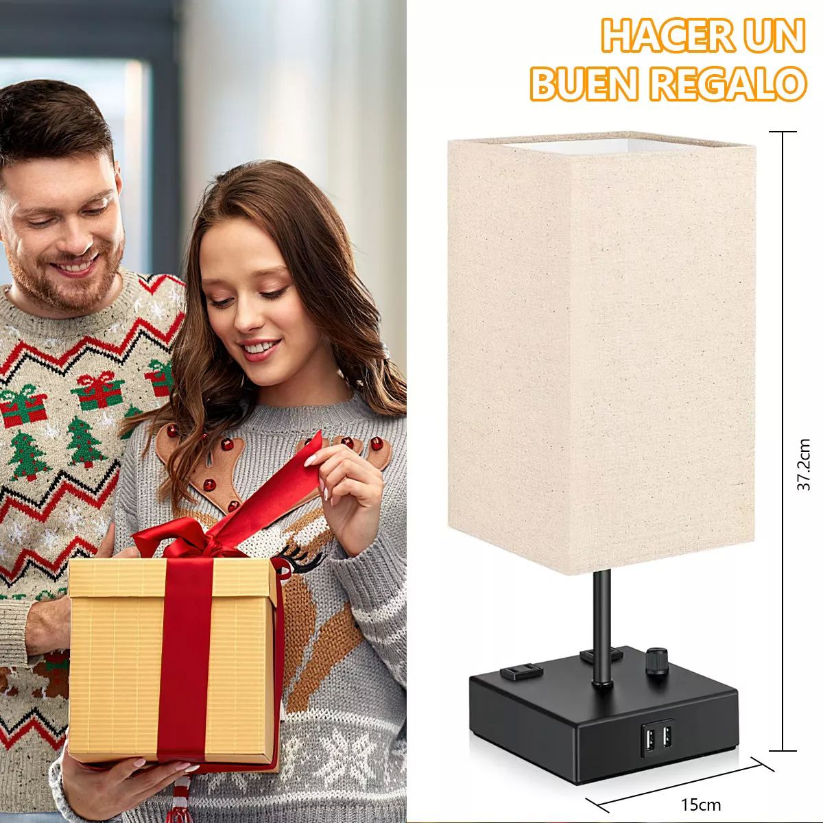 Lámparas De Buró De Noche De Escritorio Con Usb-c Y Led Bulb