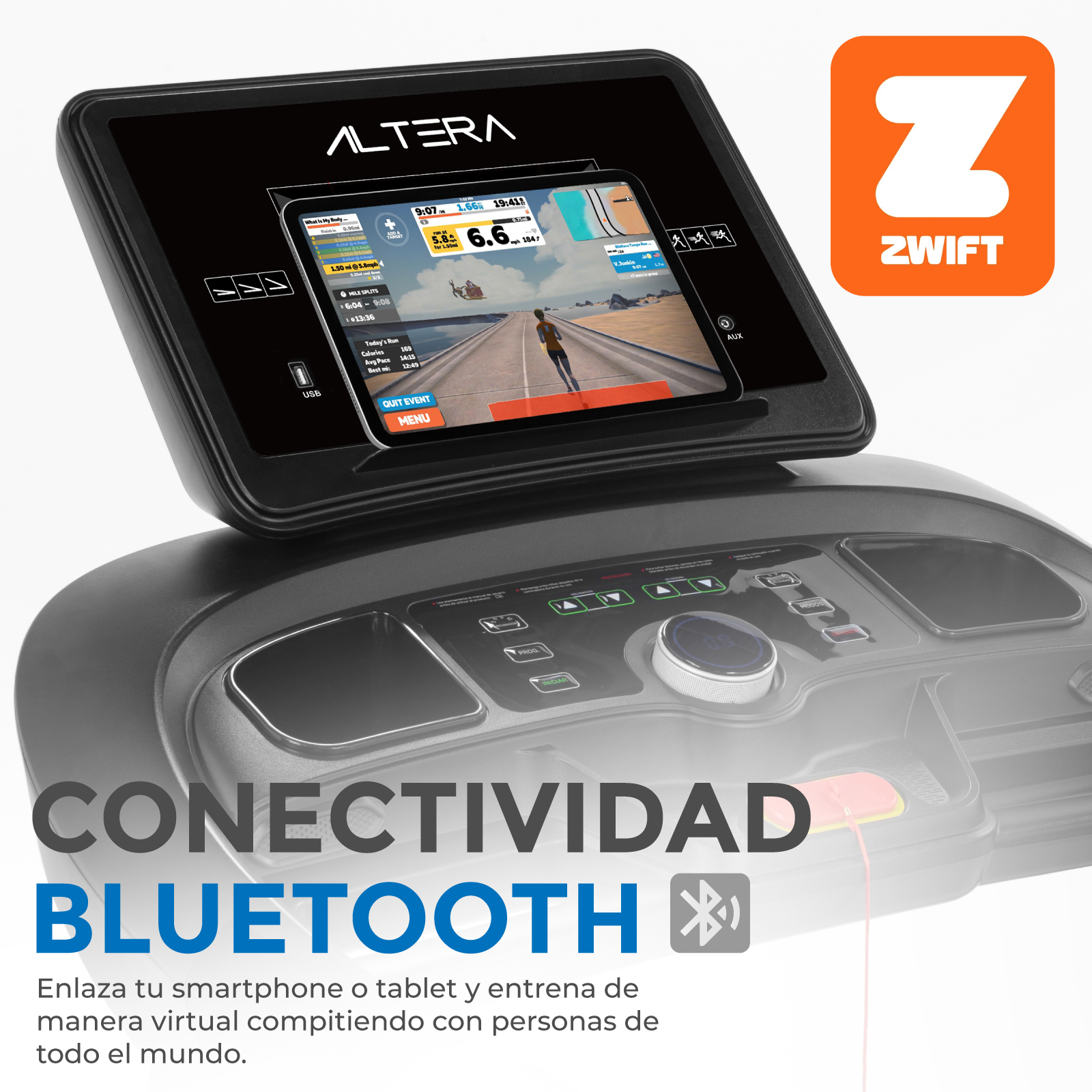 Altera GANTE Caminadora eléctrica Plegable Negra 4 HP con Altavoz | Bluetooth | Pantalla | 15 Niveles y 3 Modos