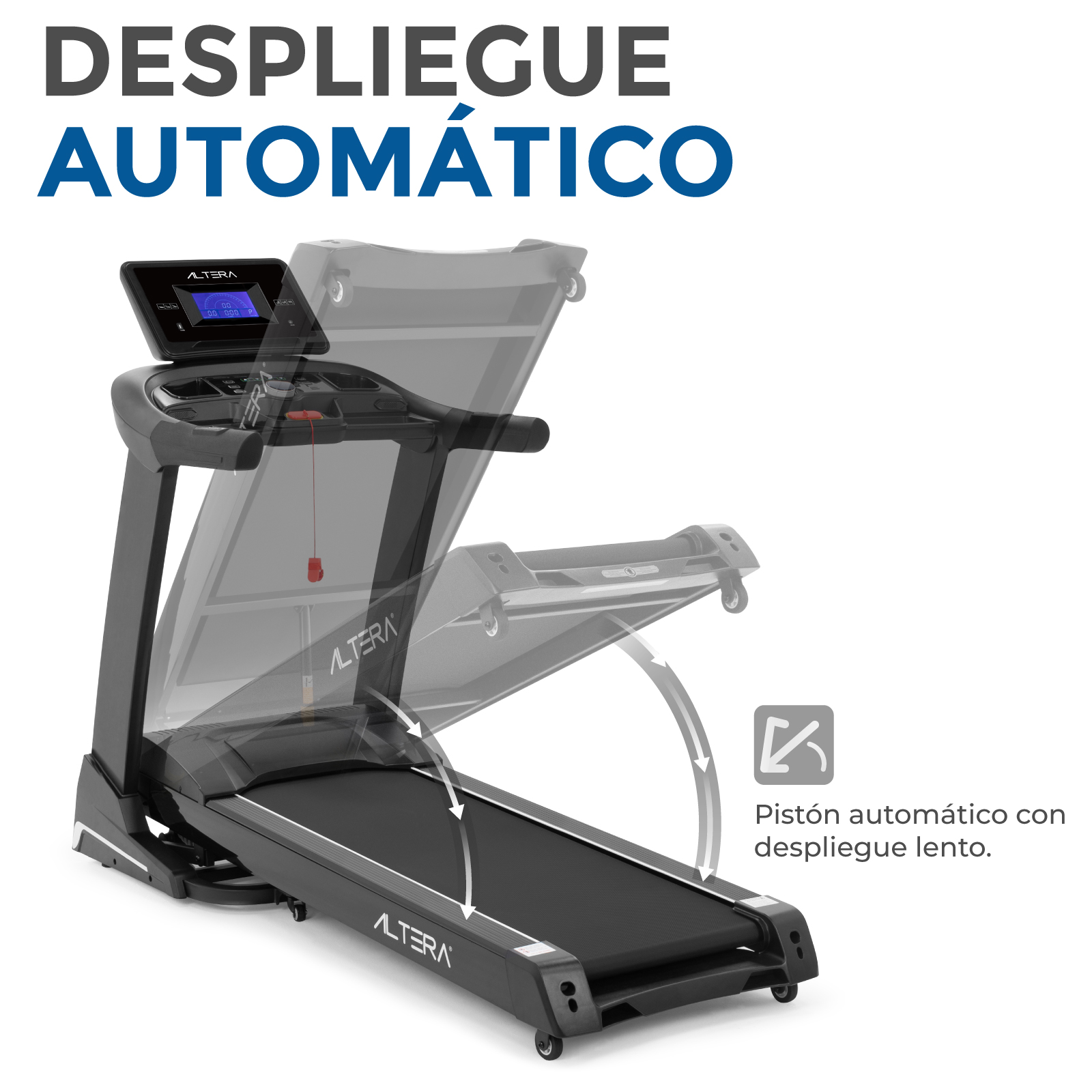 Altera GANTE Caminadora eléctrica Plegable Negra 4 HP con Altavoz | Bluetooth | Pantalla | 15 Niveles y 3 Modos