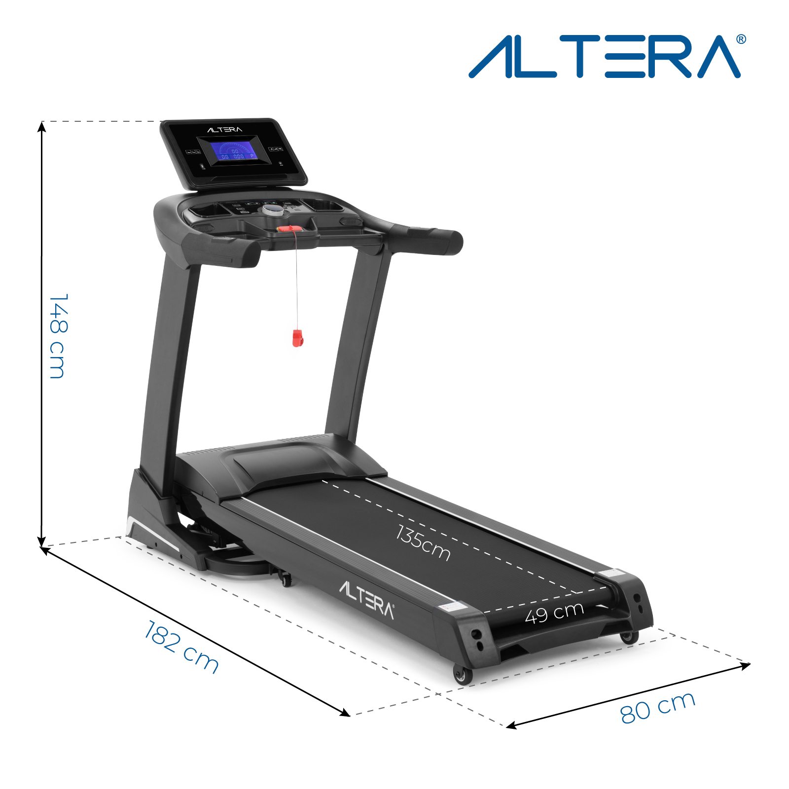 Altera GANTE Caminadora eléctrica Plegable Negra 4 HP con Altavoz | Bluetooth | Pantalla | 15 Niveles y 3 Modos