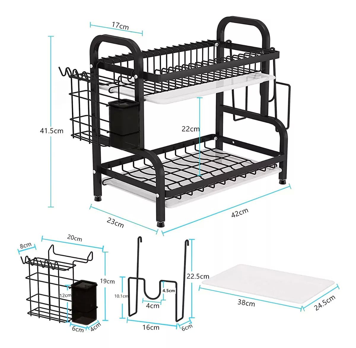 Escurridor Trastes Platos De 2 Niveles Acero Inoxidable