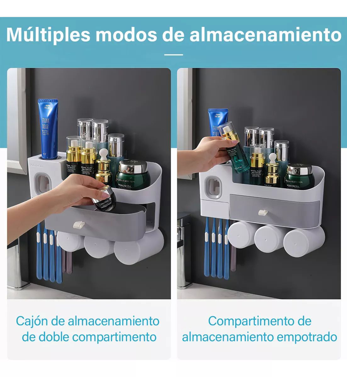 Soporte Para Cepillos Dientes Organizador Baño Montado Pared