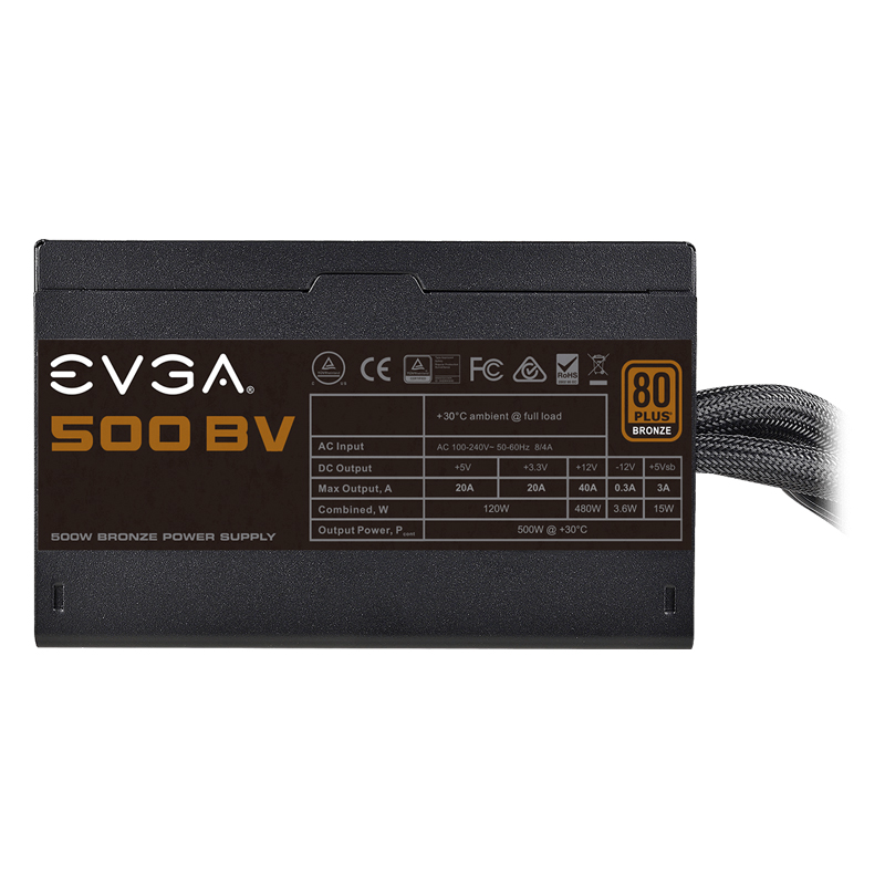 Fuente de Poder EVGA 100-BV-0500-K1 80 PLUS Bronze, 24-pin ATX, 120mm, 500W