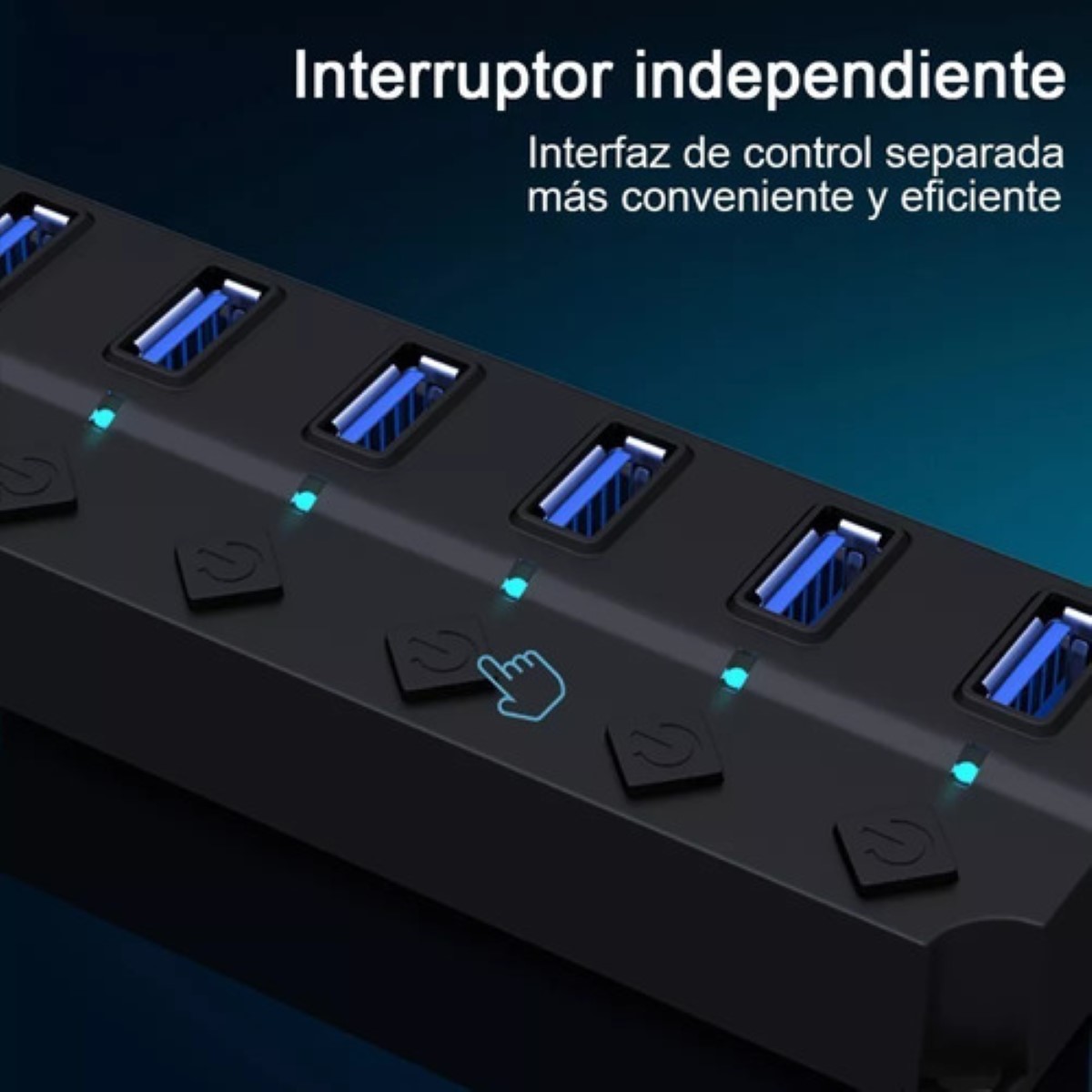 Hub Concentrador Multi Contacto Usb 7 Puertos Switch Negro