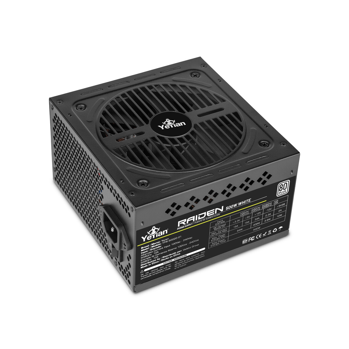 Fuente De Poder YEYIAN YFR-45901 Raiden 500W 80 Plus White Rgb Atx