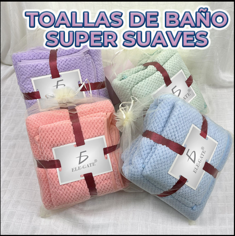 Toallas Suaves de Algodón, Absorbentes y Sin Pelusas Juego de Baño 2 en 1