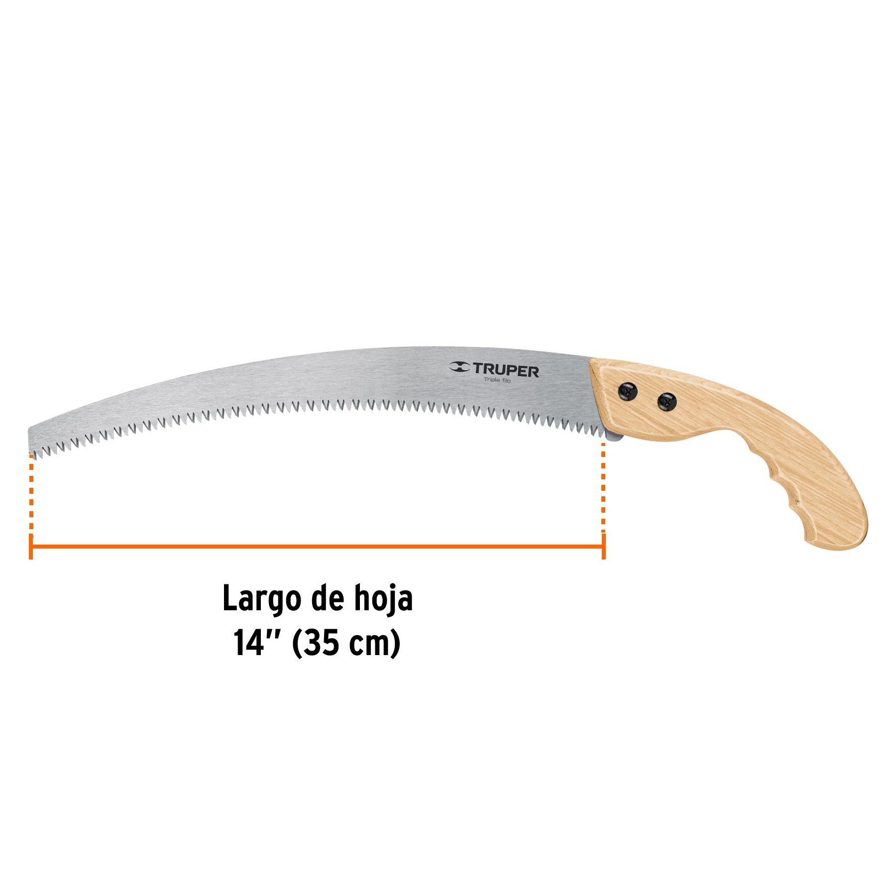 SERRUCHO DE PODA 14" HOJA CURVA 6 DPP, MANGO MADERA, TRUPER 18172
