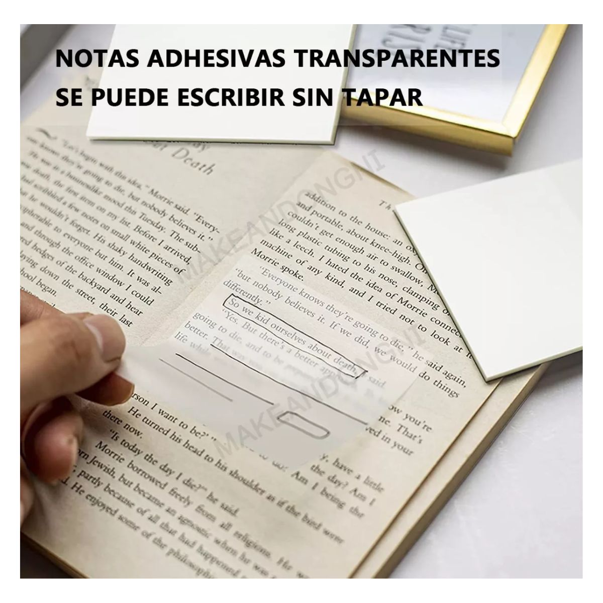 Notas Adhesivas Transparentes Plastificadas Tipo Post-it 500 pzs, Blancos Traslucidos