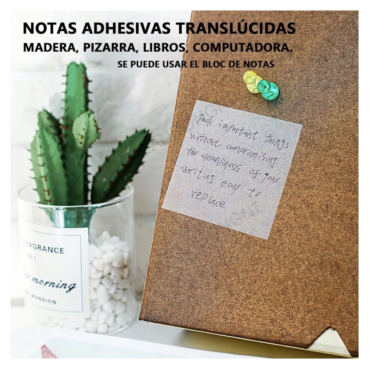 Notas Adhesivas Transparentes Plastificadas Tipo Post-it 500 pzs, Blancos Traslucidos