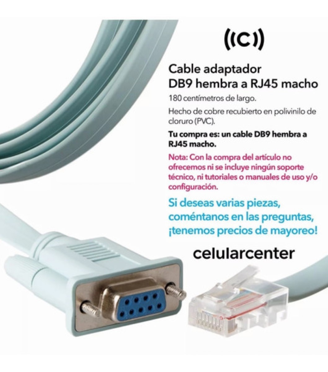 Cable Consola Cisco Rj45 A Db9 Rs232 Adaptador Azul Claro