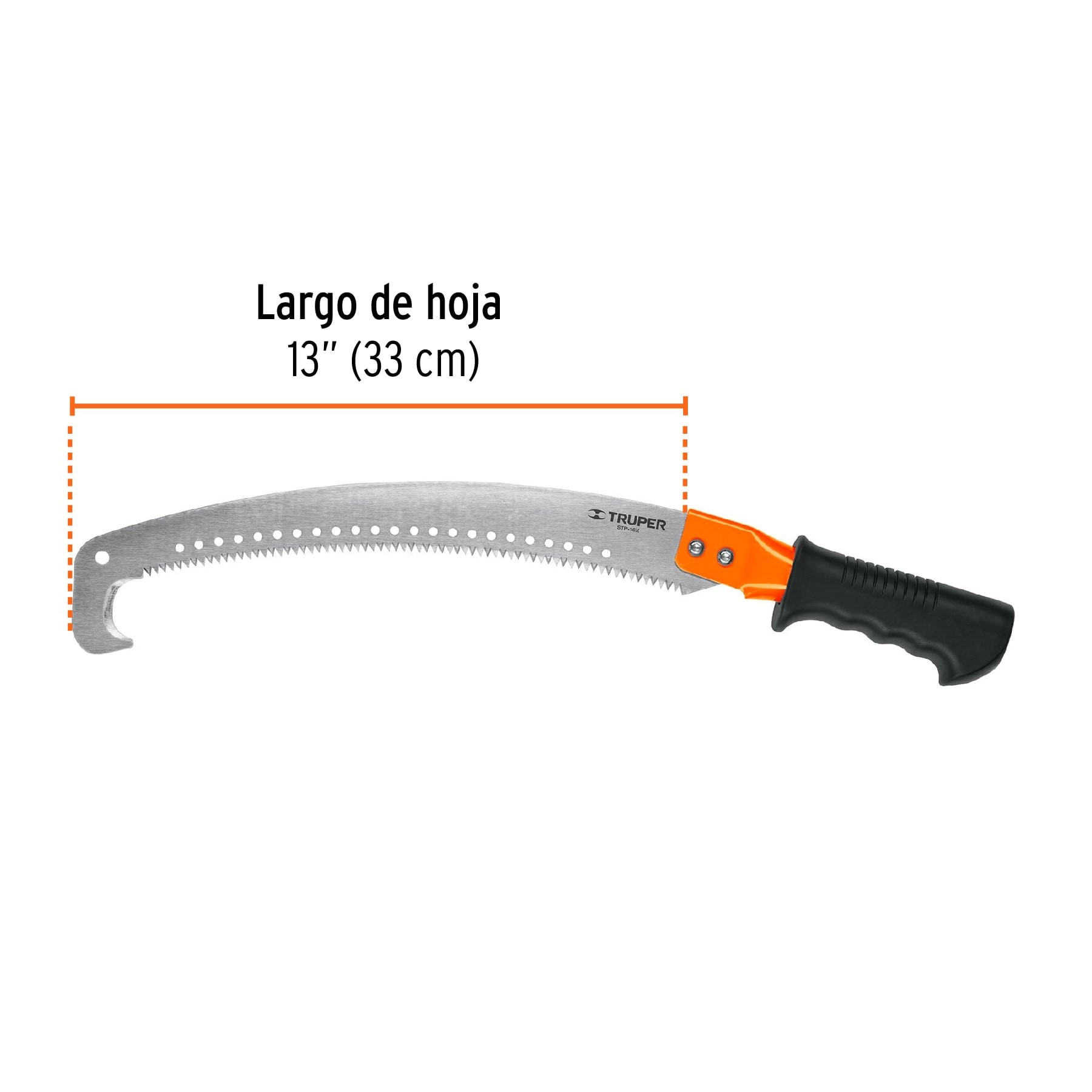 SERRUCHO DE PODA 16" CON GANCHO, 5 DPP, MANGO COMFORT GRIP TRUPER 18179