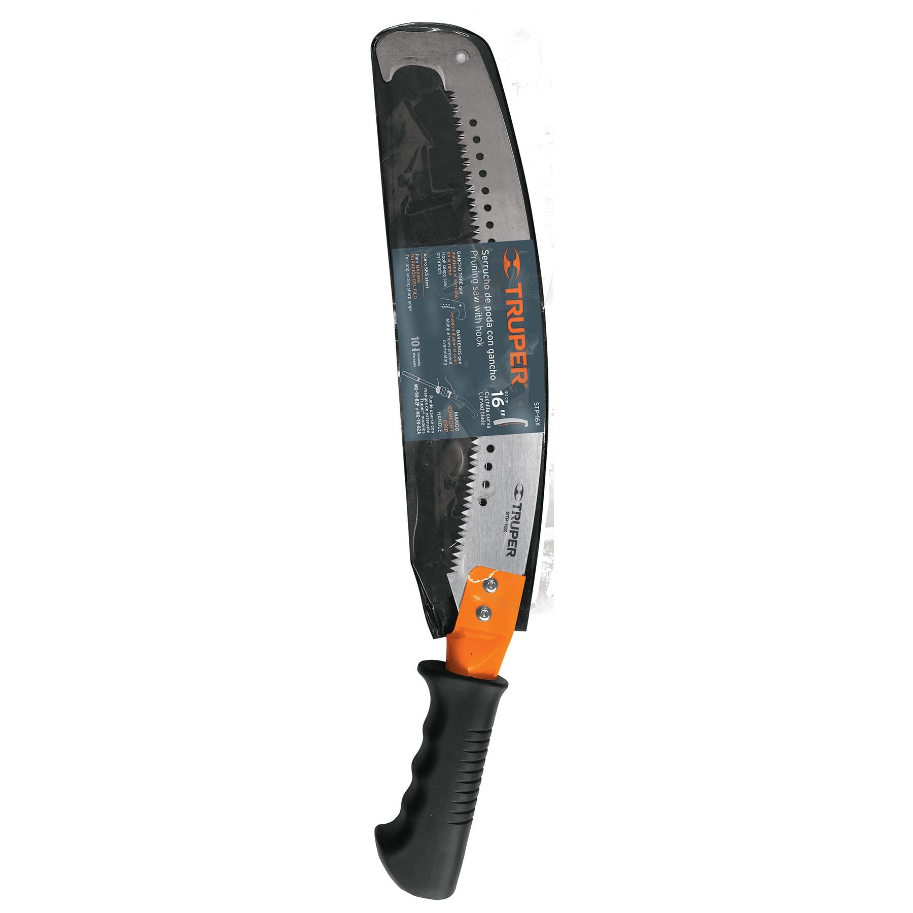SERRUCHO DE PODA 16" CON GANCHO, 5 DPP, MANGO COMFORT GRIP TRUPER 18179