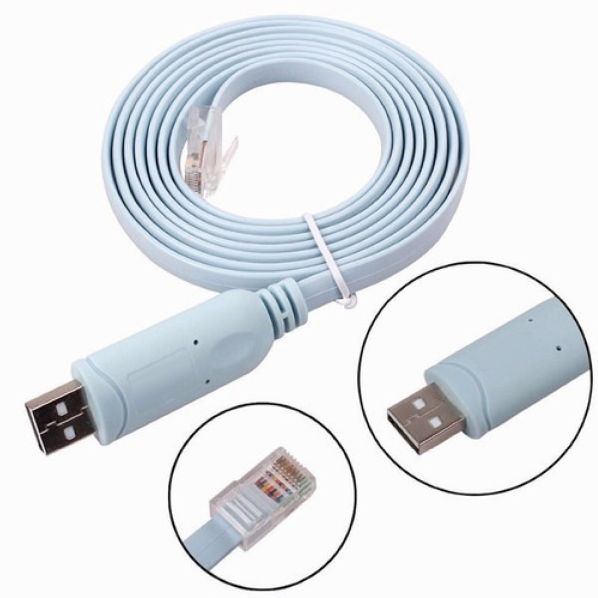 Cable Rj45 Macho A Usb Hembra Consola Cisco Ethernet Cat E5 Azul Claro