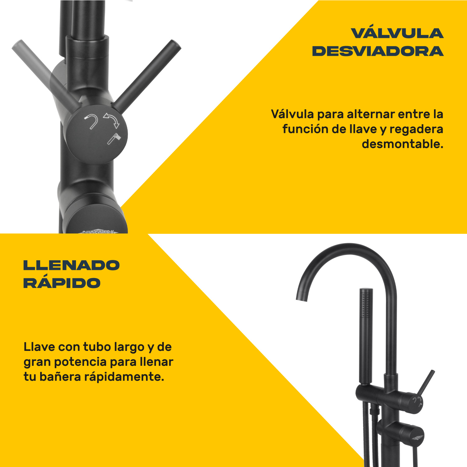 Llave De Piso Tina Grifo Bañera Minimalista Baño Negro